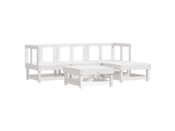 Conjunto de 5 Lounge de Jardim Madeira de Pinho Maciça Branco MAISON EXCLUSIVE