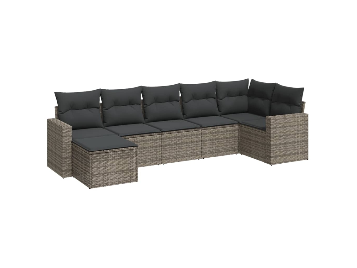 Maison Exclusive - 7 Pcs Conjunto Sofás P/ Jardim C/ Almofadões Vime Pe Cinzento