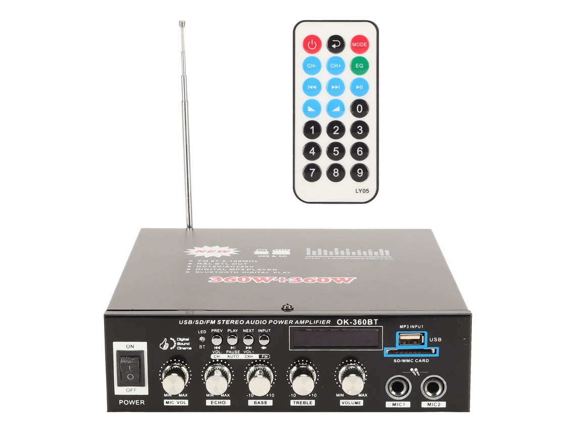 Amplificador Bluetooth 12v 360w Controle De Volume