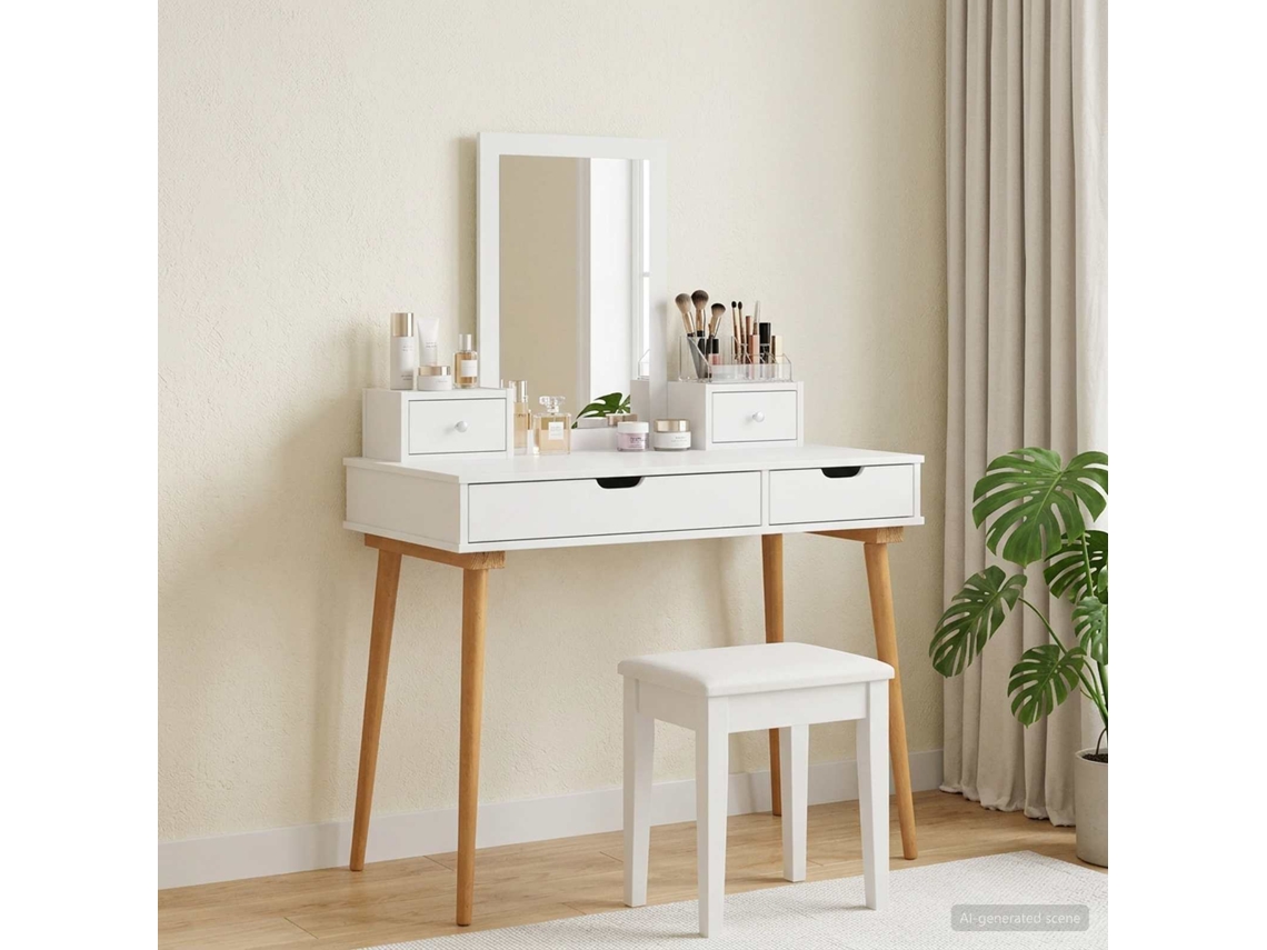 Vidaxl Conjunto De Mesa De Vestir Fauske 4 Unid. Branco