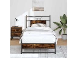 Vidaxl Estrutura Cama S/ Colchão Derivados De Madeira Carvalho Fumado