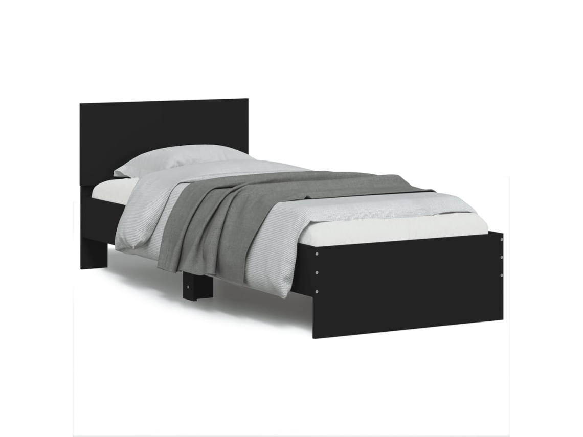 Vidaxl Estrutura De Cama Com Cabeceira E Luzes Led 75x190 Cm Preto