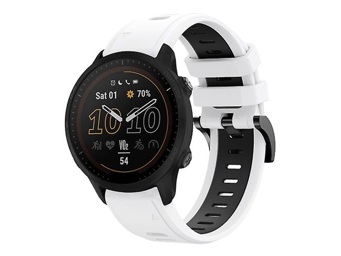 Bracelete de Smartwatch para Garmin Forerunner 955 22Mm Pulseira de Relógio de Silicone Esportivo de Branco-Preto VENISYMLIS