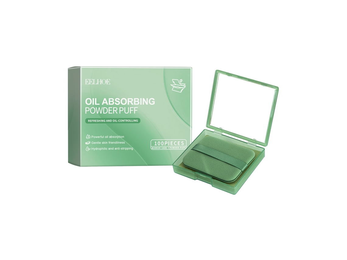 Laxiscreed Papel Para Controle De Óleo Facial Com Puff E Espelho, Leve E Portátil Para Uso Diário