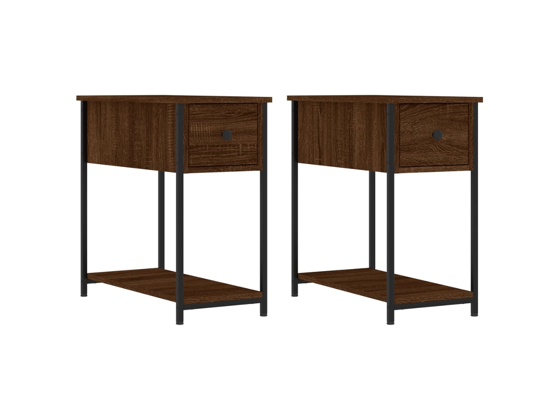 Bedside Cabinet, Bedside Cabinets Vidaxl Marrom Madeira Processada (n/a)