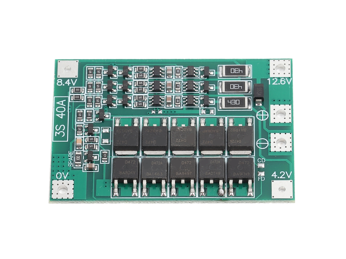 Placa de Proteção BMS para Bateria de Lítio 3S 12V 40A com Carga Balanceada