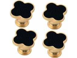 Conjunto De 4 Puxadores Liga Zinco Para Armários E Cômodas, Em Formato De Trevo Quatro Folhas, Com Parafuso, Para Móveis
