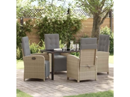Vidaxl Conjunto De Jantar Para Jardim 5 Unid. Bege Vime Pe