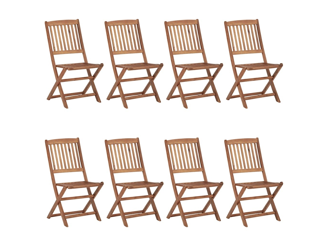 Conjunto de 8 Cadeiras de Jardim Dobráveis com Almofadões Acácia Maciça MAISON EXCLUSIVE