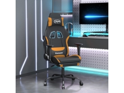 Vidaxl Cadeira De Gaming Com Apoio De Pés Tecido Preto E Laranja