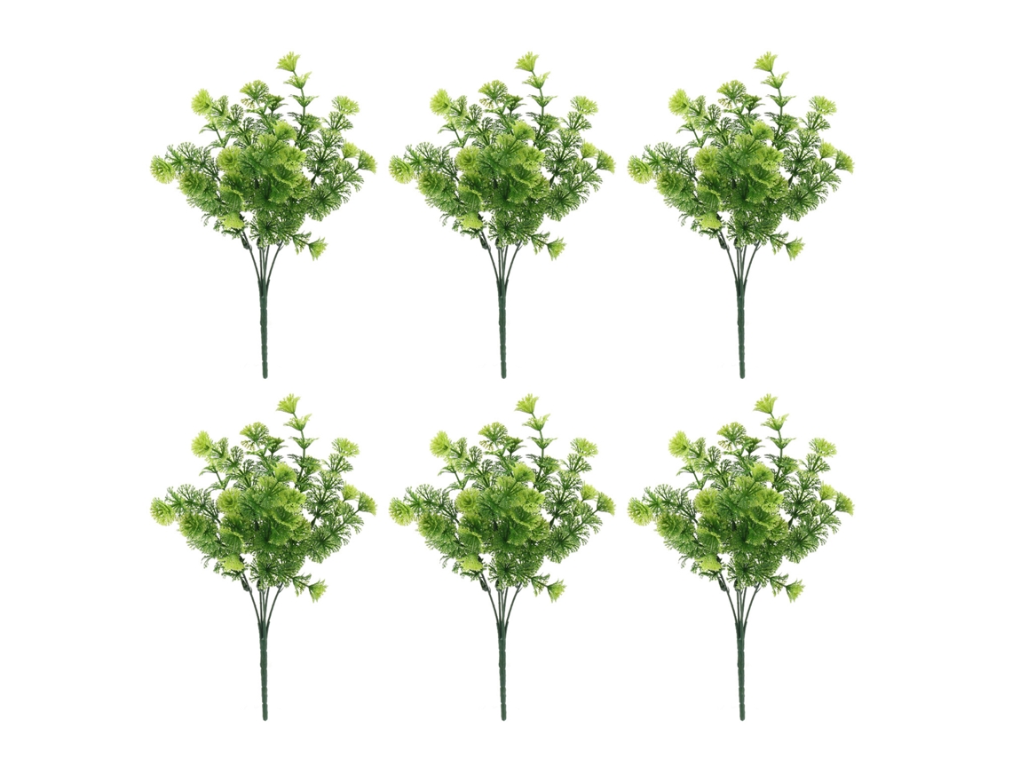 Laxiscreed Conjunto De 6 Flores Artificiais Verdes, Altura 32,5cm Com 5 Ramos Para Decoração