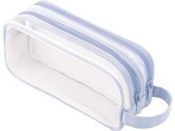 Large Case 2 Compartments, Pouch, Bag Grid Mesh Peil Clear Multifution Transparent Stationery Student