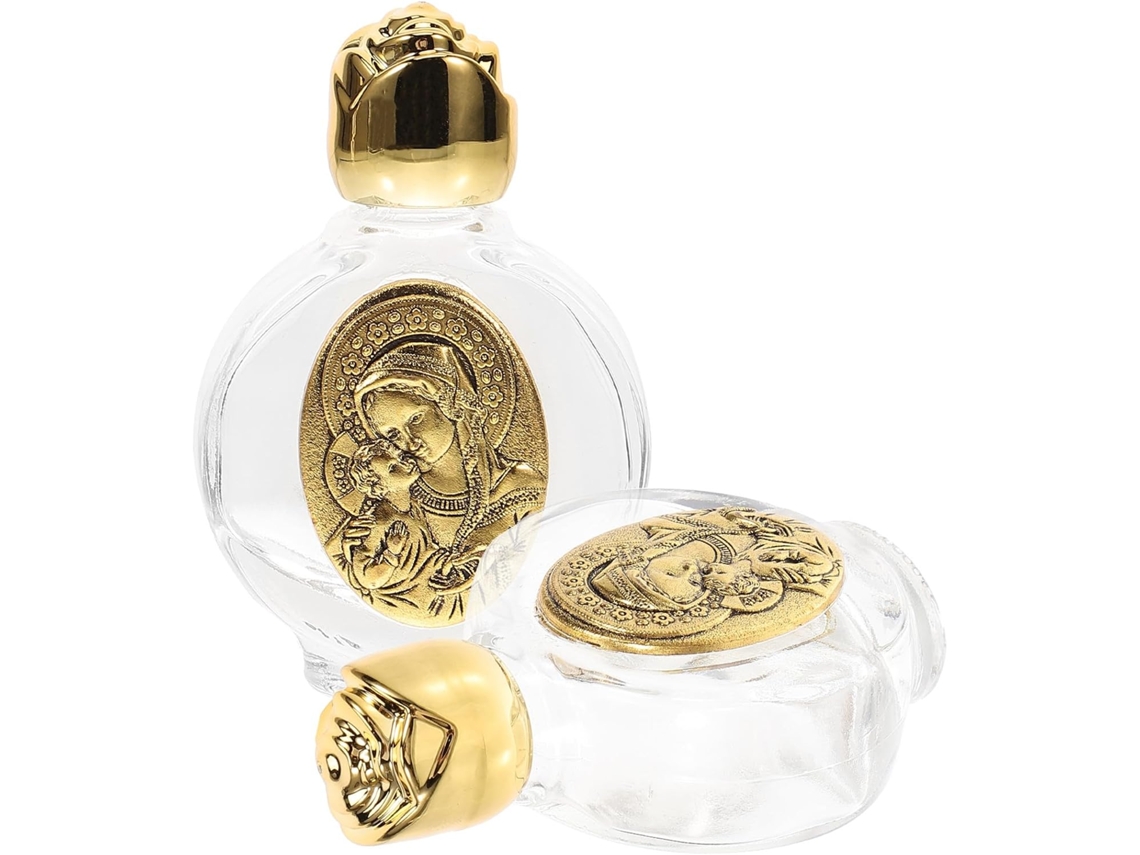 Garrafas Vidro Decorativas Relevo Dourado 2 Peças Portáteis Reutilizáveis Frascos Elegantes Benta Essencial GOKOCO