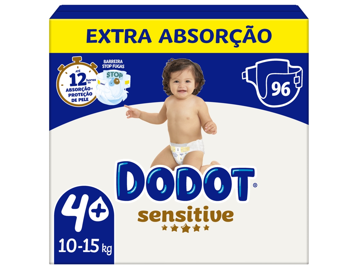 Fraldas Sensitive Extra 10-15kg T4+ DODOT emb. 96 un