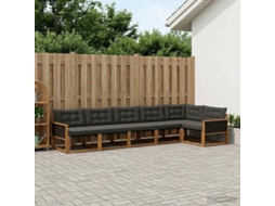 Vidaxl Conjunto De Sofás Para Exterior 6 Pcs Natural E Preto