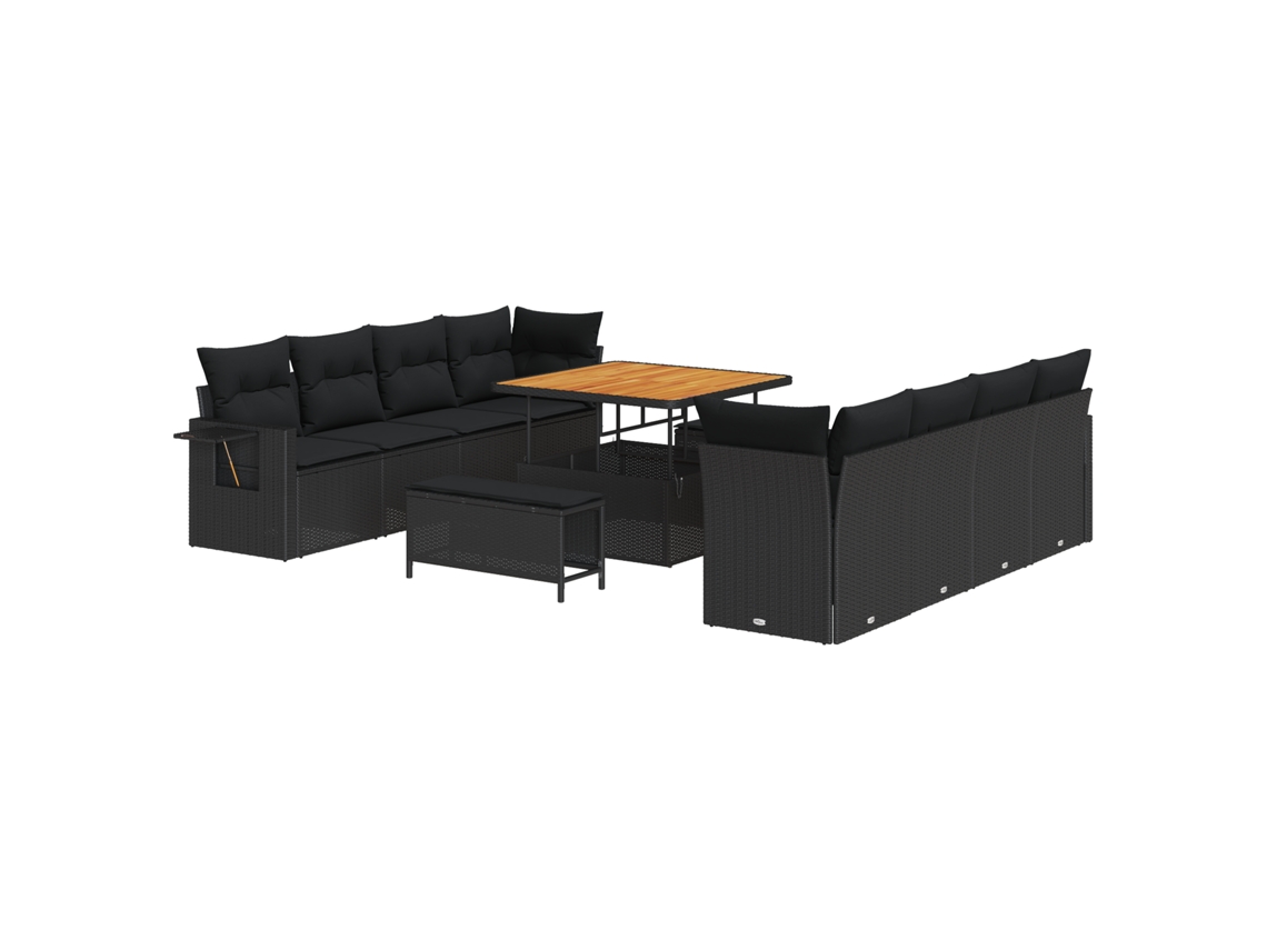 Conjunto De Móveis De Jardim Vidaxl Preto Vime Pe (100 X 100 X 71 Cm)