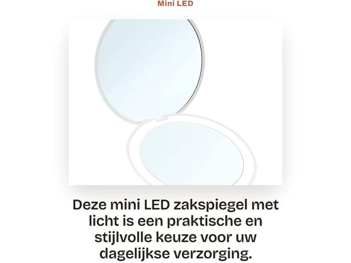 Mini Espelho De Mão Led Com Luz, Compacto E Redondo