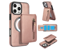 Capa Hexinyigjly Para Iphone 16 Pro Max Com Carteira Destacável, Compatível Com Magsafe, Em Couro Pu Rosa Velho
