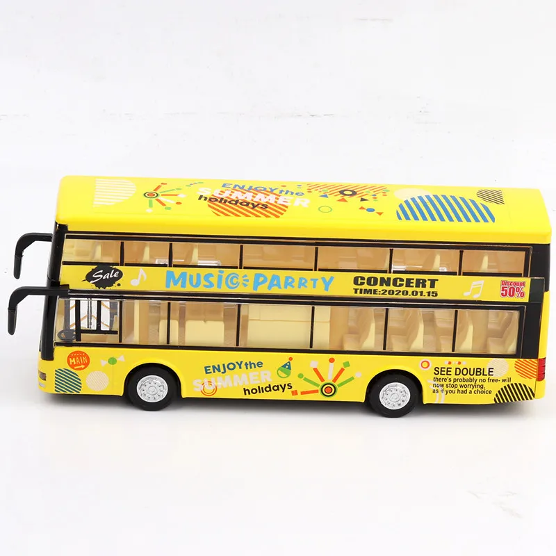 (amarelo) Modelo De Ônibus De Dois Andares Em Escala 1/36 - Liga Fundida - Transmissão De Voz Simulada