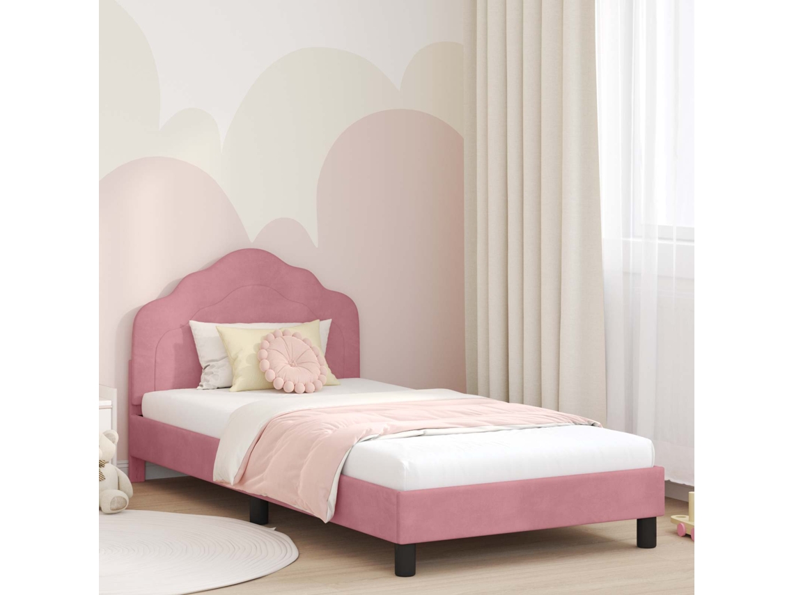 Vidaxl Estrutura De Cama Infantil Com Cabeceira Rosa 90 X 200 Cm