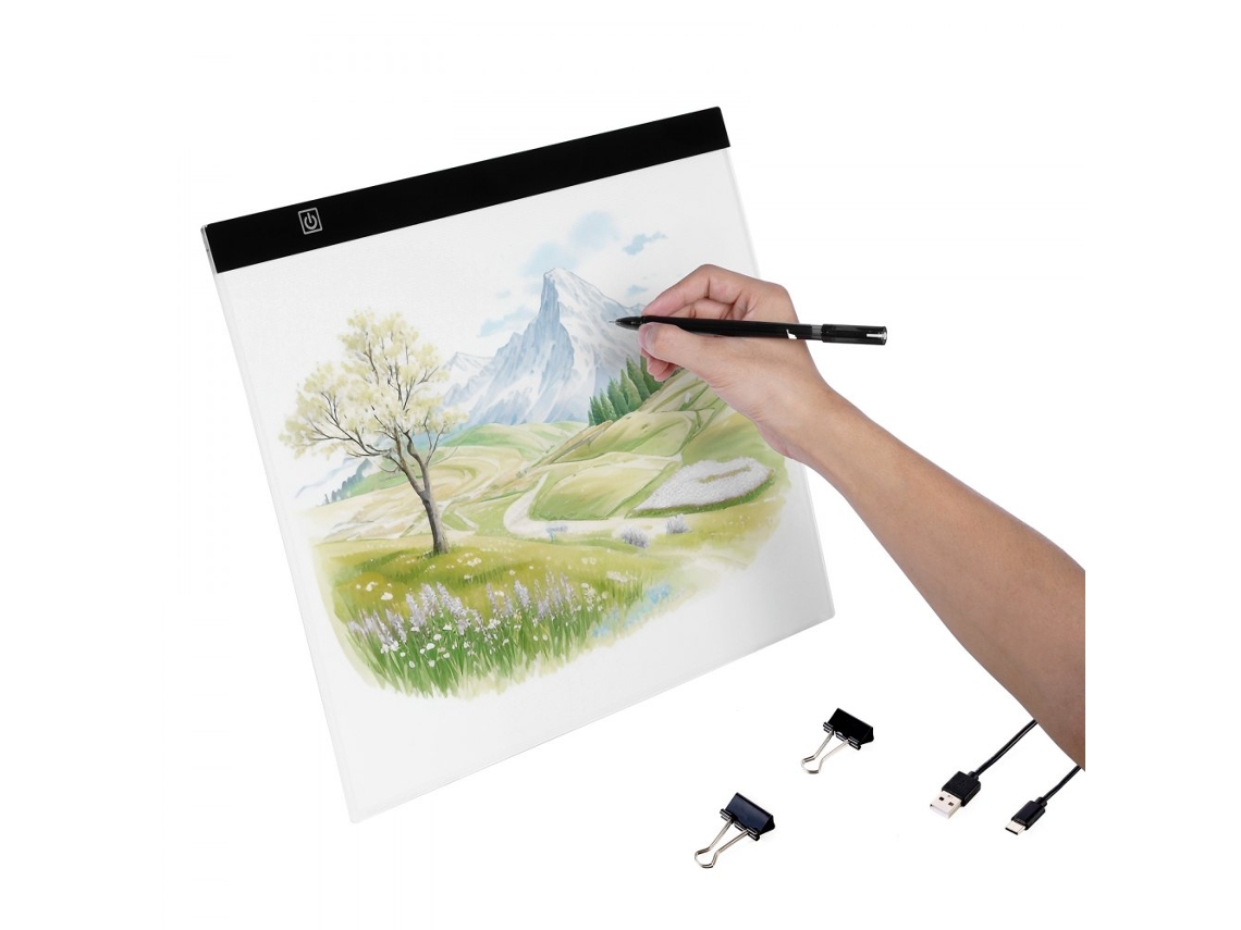 Mesa De Luz Led B4 Ultra Fina Com Usb Tipo C E Brilho Ajustável Para Desenho Tekmaquinas