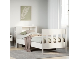 Cama Com Estante Sem Colchão 90x190 Cm Pinho Maciço Branco