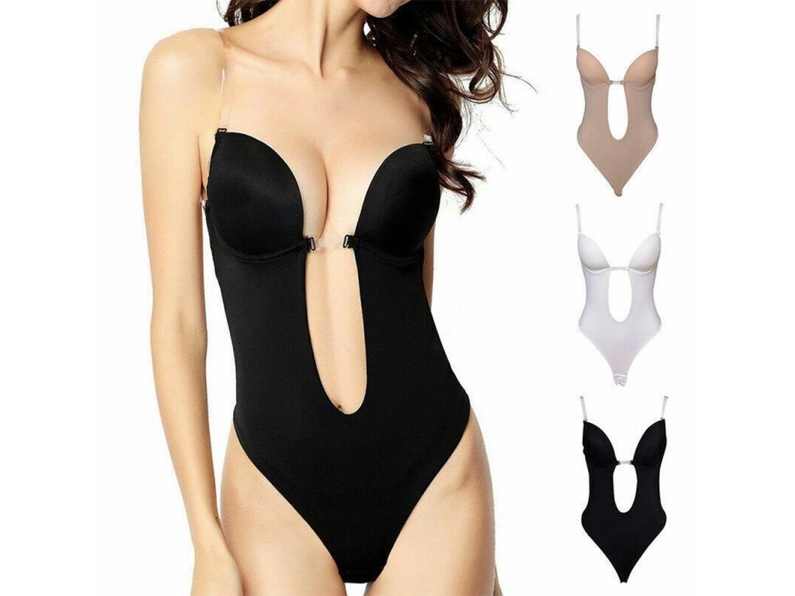 2026-invi Shaper Mulher Traje Entero Sem Mangas Sem Espalda Escote V Profundo Fvz Xxl Una Peça Black1