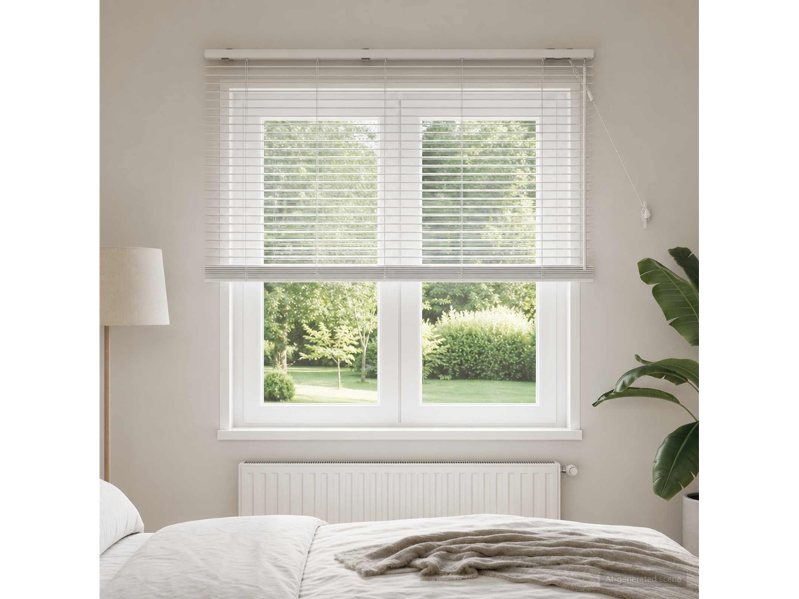 Vidaxl Cortina Veneziana Branco 125 X 160 Cm 35 Mm