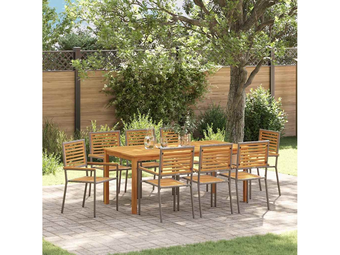 Vidaxl Conjunto De Jantar Para Jardim 9 Unid. Cinzeto