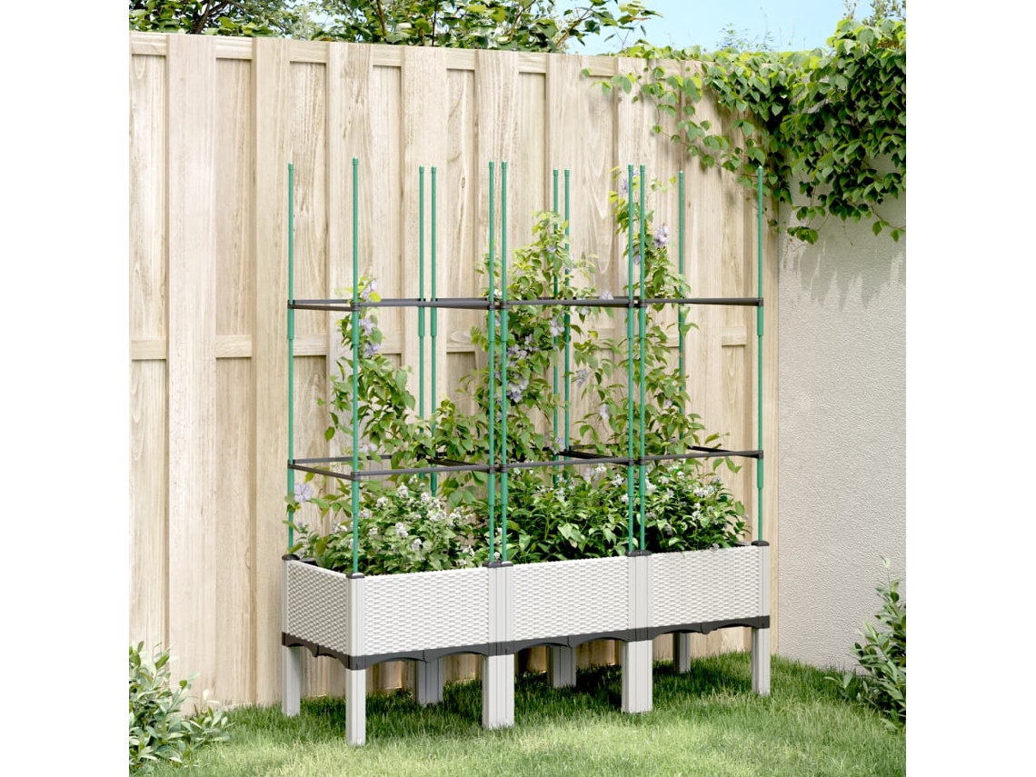 Vidaxl Vaso/floreira De Jardim C/ Treliça 120x40x142,5 Cm Pp Branco