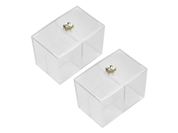 2pcs Suporte Para Cotonete De Algodão Transparente Durável Plástico Seguro Amplamente Utilizado Organizador De Bolas De Algodão Para Escritório Famíli