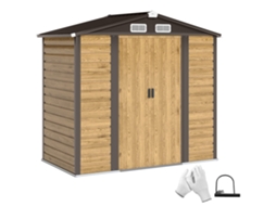 Abrigo de Jardim 2,36m² com Portas de Correr Madeira 213x120x194cm Marrom S/MARCA