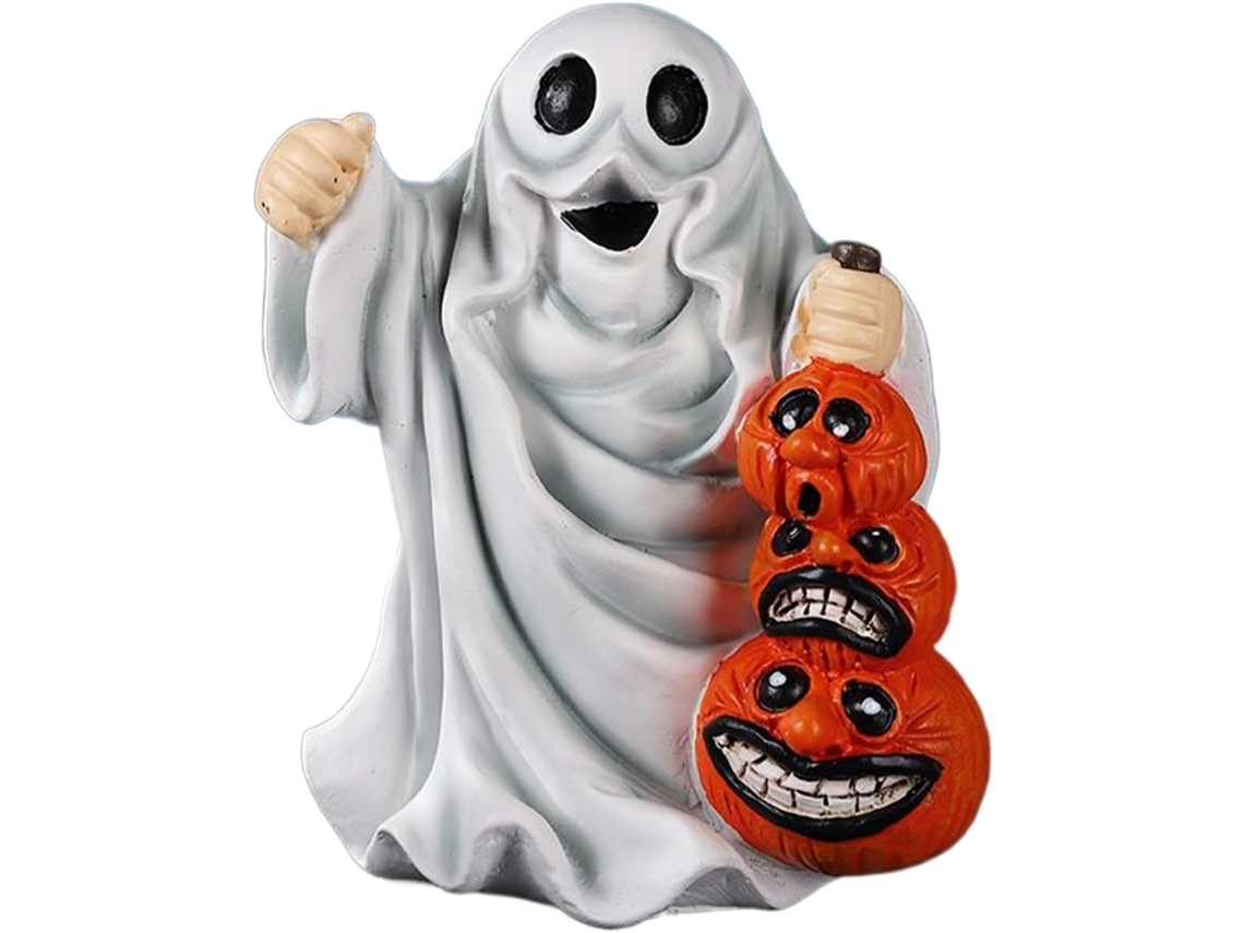 Estatueta De Fantasma Com Abóboras, Decoração Misteriosa De Halloween Em Resina |