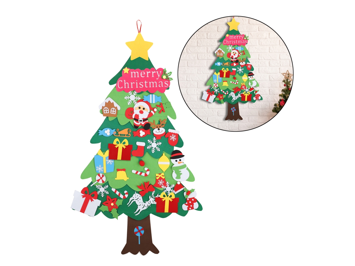 Árvore De Natal De Feltro Laxiscreed Diy 105cm Com 34 Stickers Acessórios Para Montar