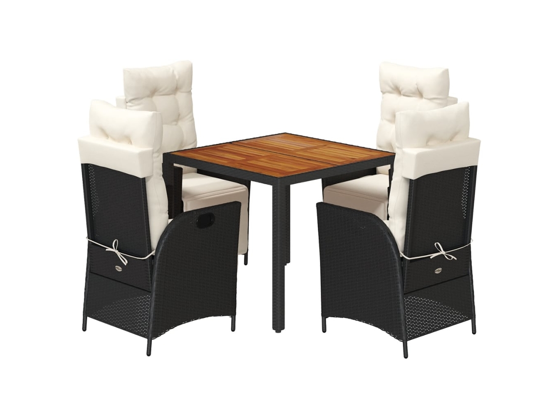 Garden Dining Set, Garden Dining Sets Vidaxl Preto Rattan / Vime (90 Cm Table Length)