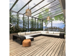 Vidaxl 11 Pcs Conjunto Lounge De Jardim C/ Almofadões Vime Pe Preto