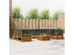 Vidaxl Conjunto De Sofás Para Exterior 10 Unid. Natural E Antracite