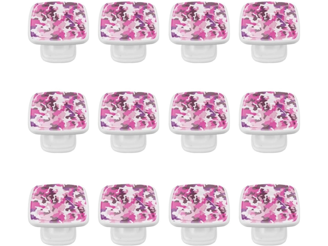 Puxadores Quadrados Para Armários De Cozinha, Puxadores Para Armários E Gavetas, 12 Peças, Camuflagem Rosa Abstrata