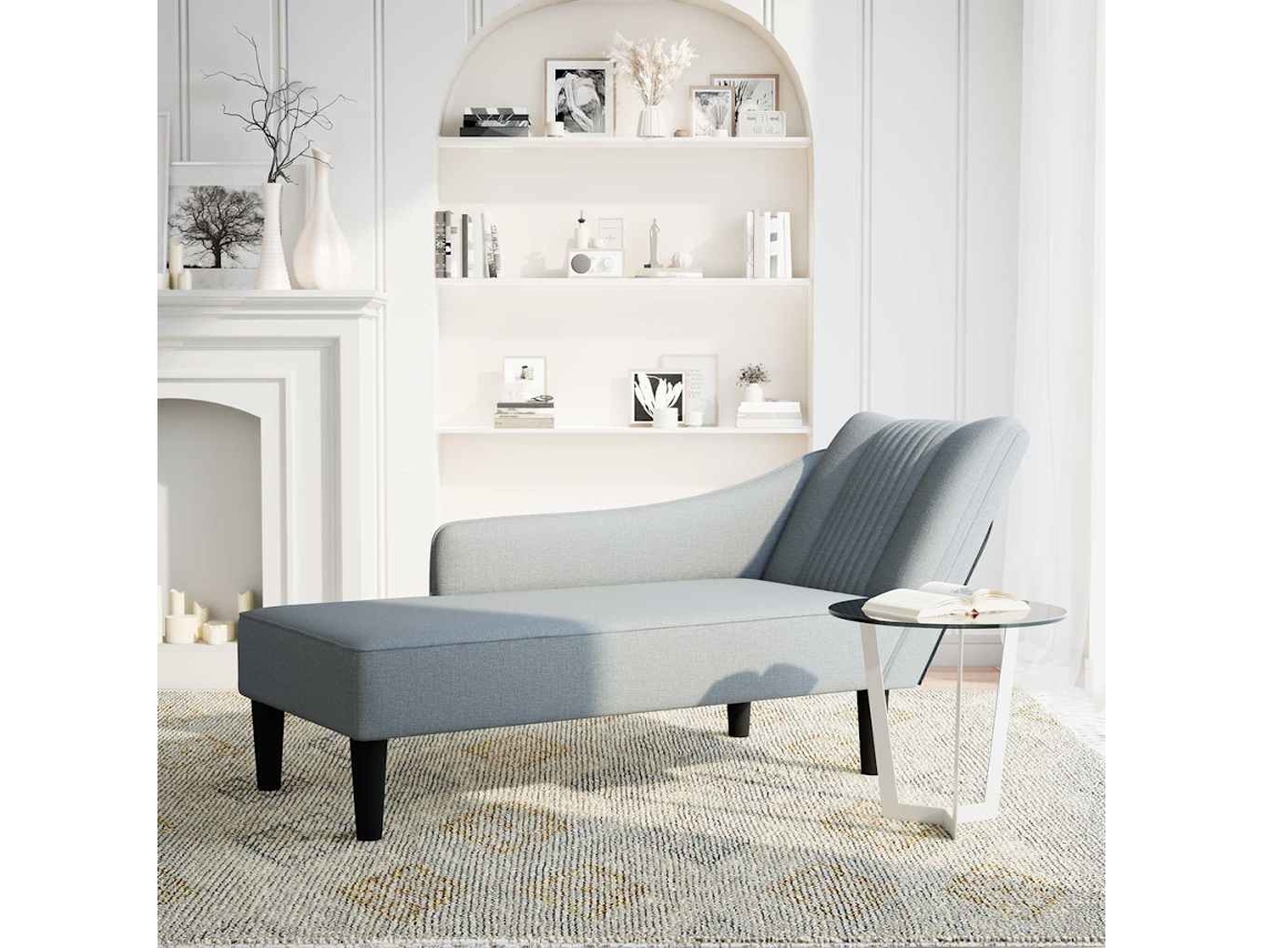 Chaise-Longue Com O Apoio De Braço Direito Em Tecido Cinza Claro Wsd614604 Adorável Casa