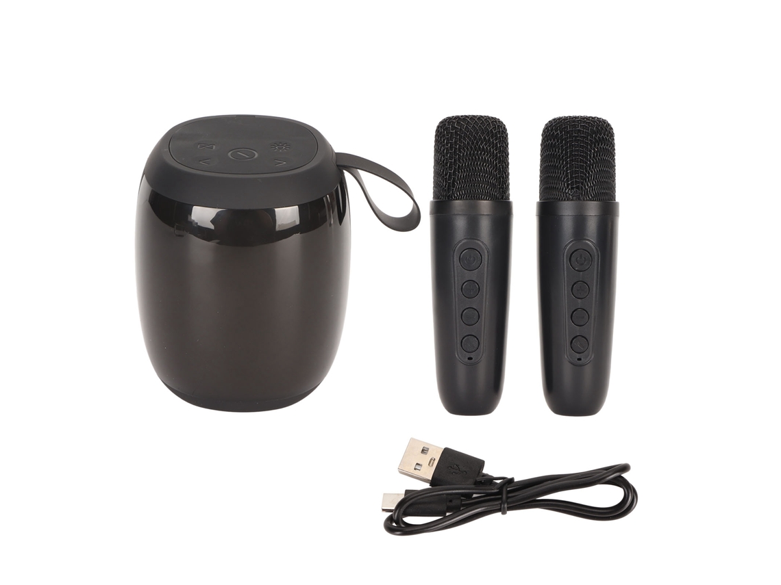 Caixa de Som Bluetooth EOOCOO com efeito de Luz Rgb Ktv e Microfones