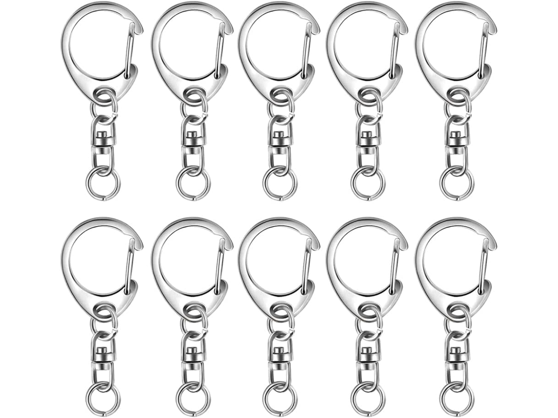 Conjunto De 10 Argolas De Chaveiro Em Liga De Zinco Com Elos Para Corrente, Acessórios Para Confecção.