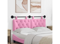 Vidaxl Cabeceira Suspensa Com Luz Led Rosa Tecido