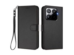 Capa De Couro Tkdaddy Para Xiaomi 15t Pro, Carteira, Suporte, Capa De Celular Com Alça De Pulso, Preta