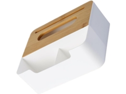 Porta-lenços Fácil De Substituir, Com Tampa De Bambu Pp Branco