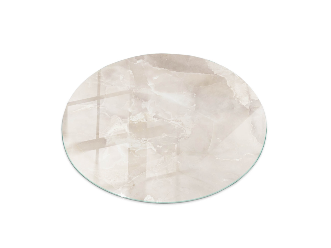 Tampo De Mesa Redondo Espelharte (70 Cm - Padrão De Textura De Mármore - Cremoso)