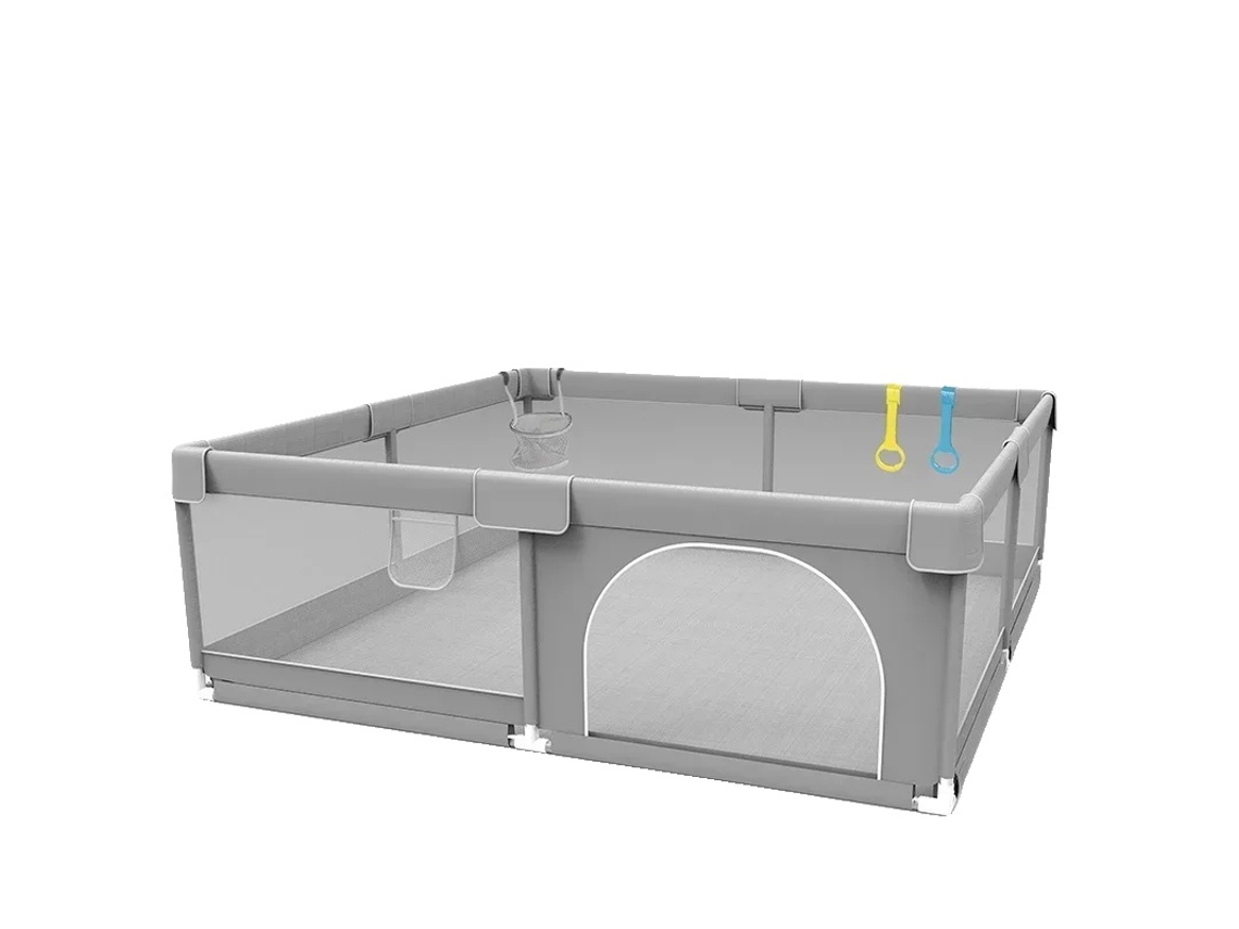 Berço portátil, design seguro, construção metálica resistente, cinza claro, 1,2 x 1,6 m, OEM