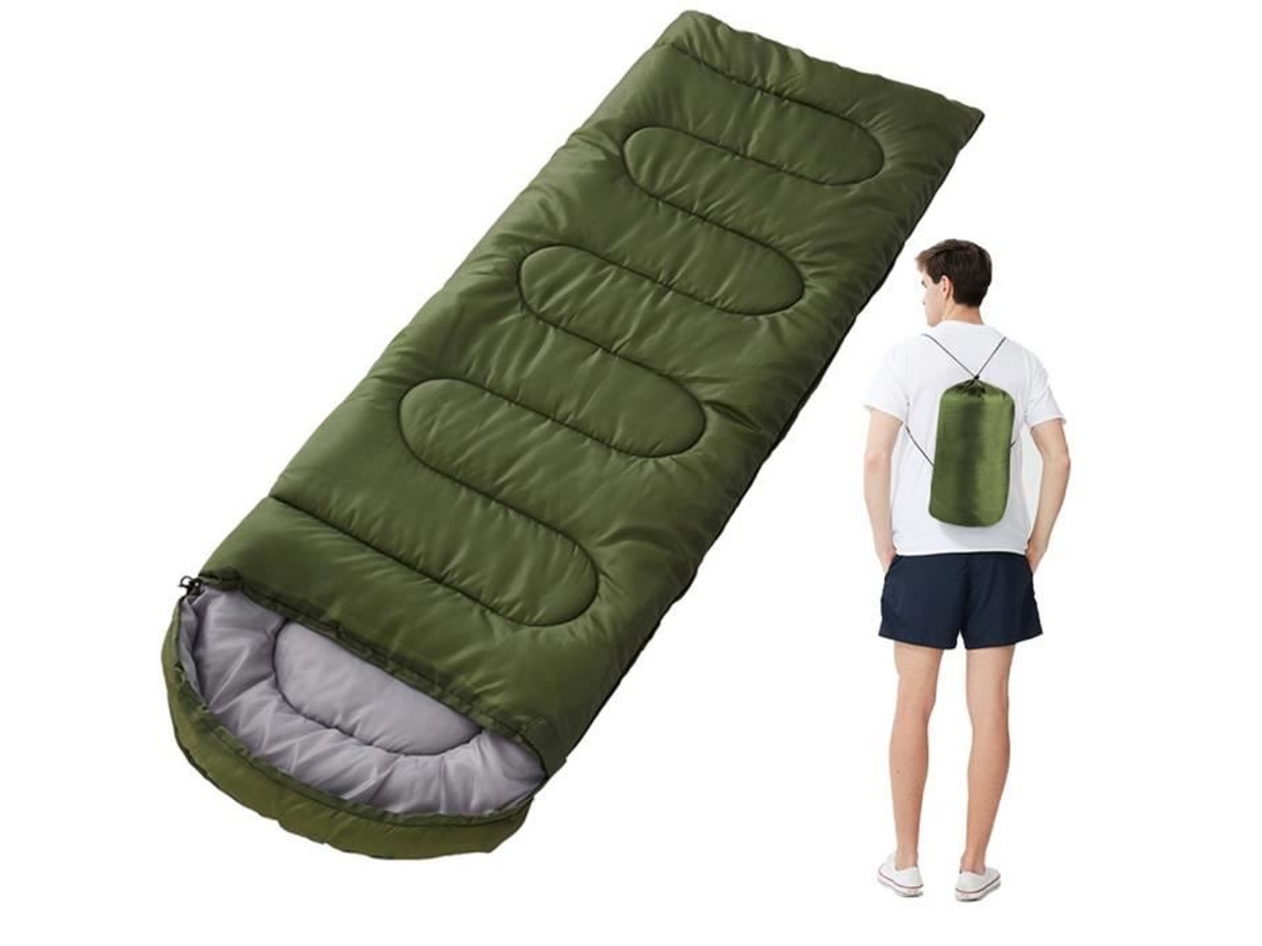 Saco de Dormir de Acampamento Envelope Leve Portátil com Saco de Compressão para Caminhadas Ao Ar Livre Verde