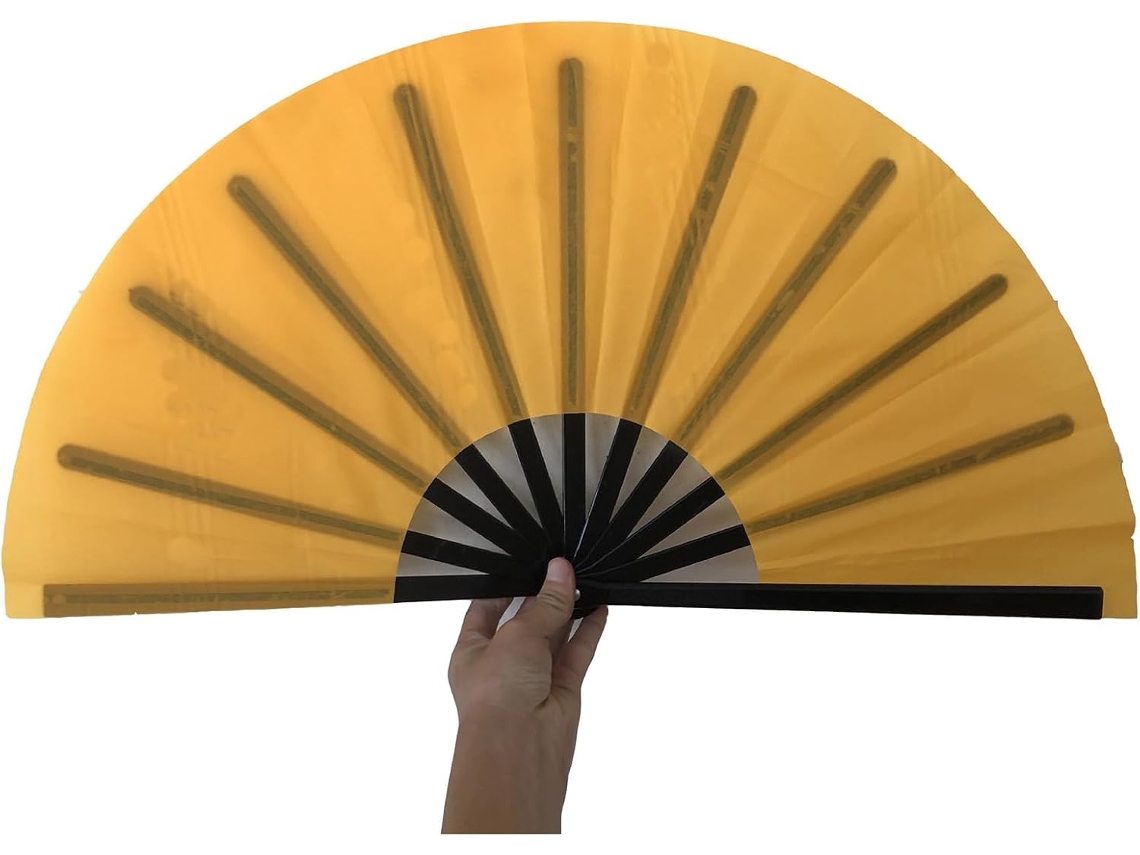 Leques Corativos Dobráveis, Leques Chineses, Leque Dobrável 10 Polegadas Com Nervuras Pretas, Cor Sólida