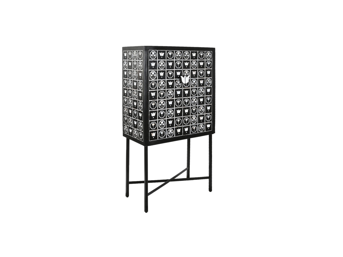 Bar em ferro forjado com marqueteria bicolor 80x40x153cm ALEXANDRA HOUSE