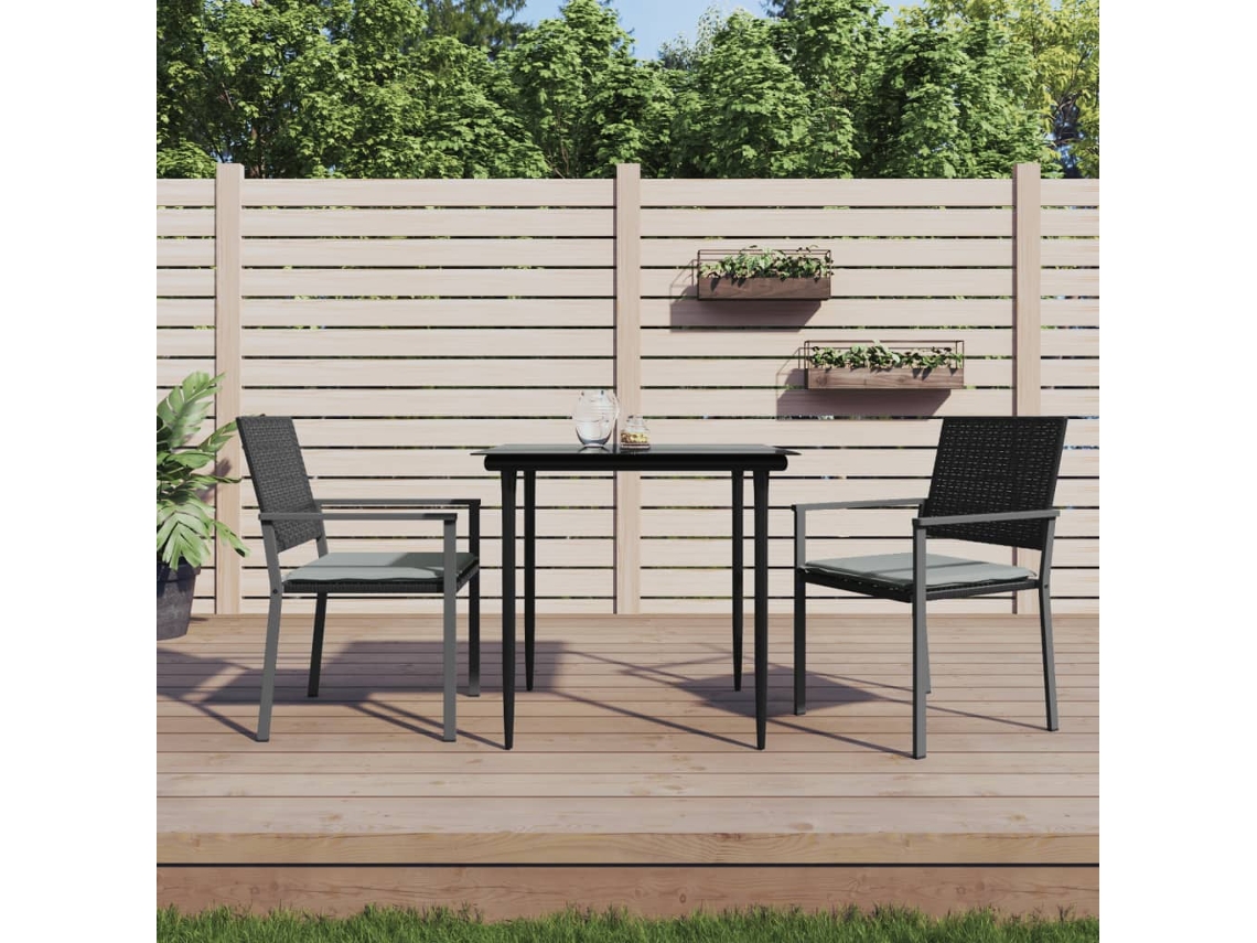 Vidaxl Cadeiras Jardim C/ Almofadões 2 Pcs 54x62,5x89 Cm Vime Pe Preto